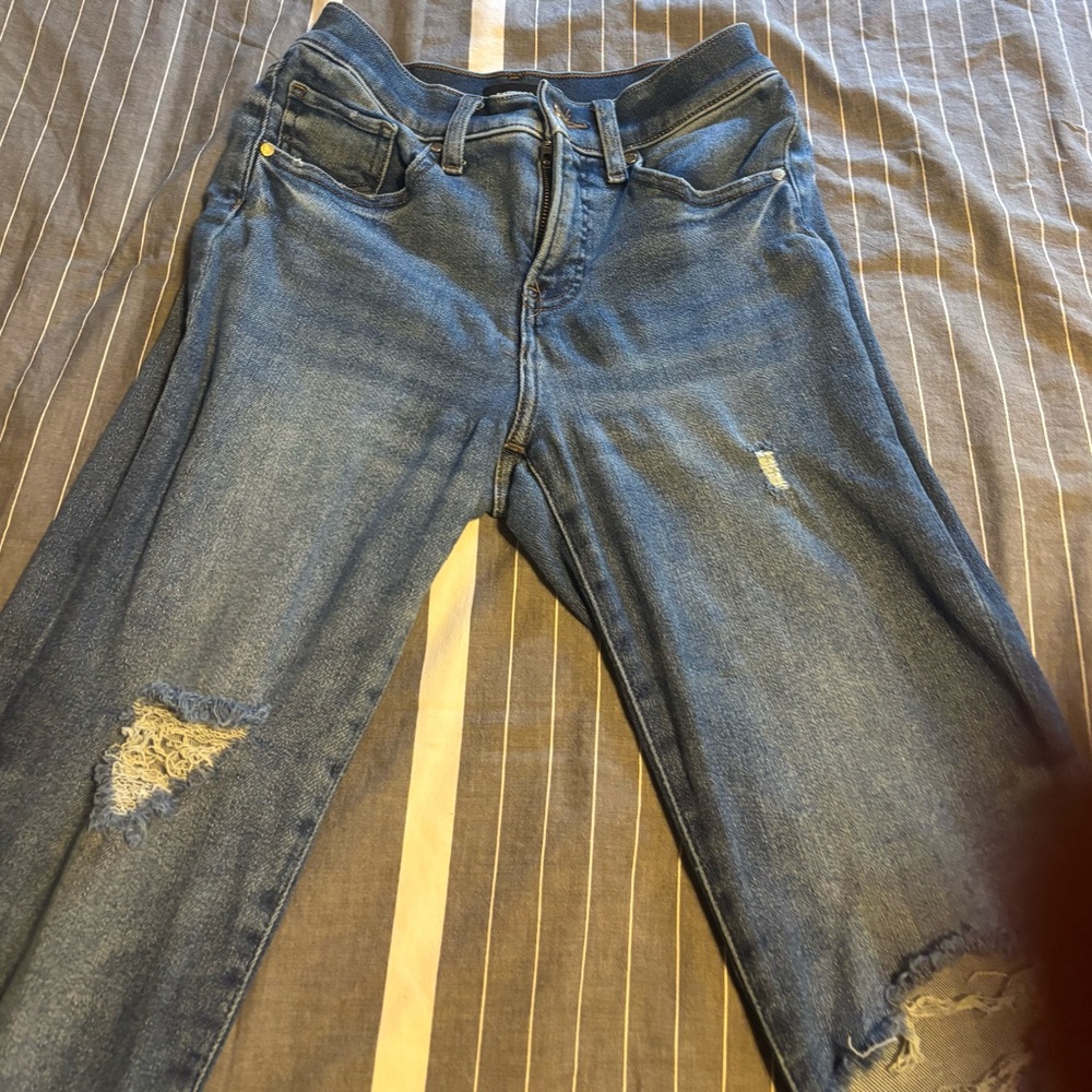 Express Skyscraper Distressed Blue Jeans for Women, Size 0L - Picture 4 of 11